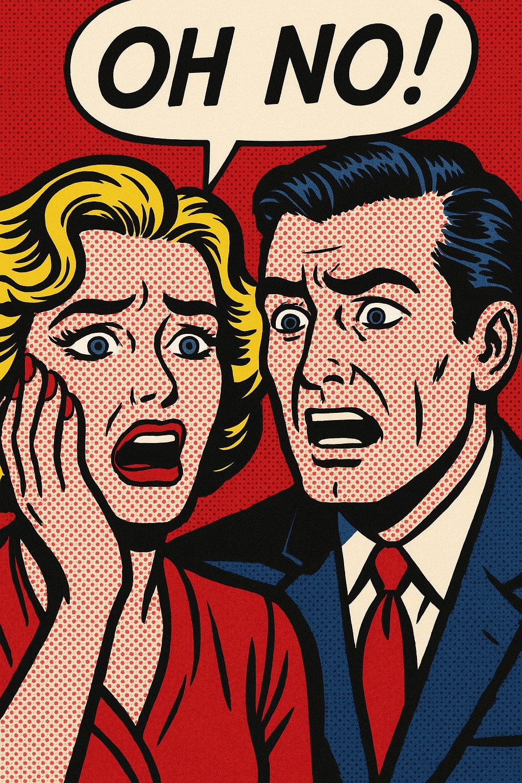 Oh no pop art drama - representing the dramatic feeling of Monday dread and the dopamine hangover